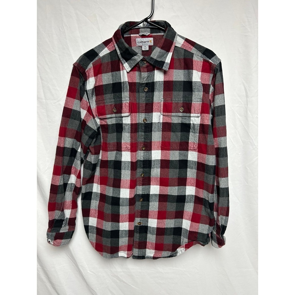 Carhartt Original Heavy Flannel Black Red Buffalo Plaid Gorpcore Work Shirt M